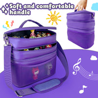 5 x Brand New Triple music box bag children s luggage plenty of space for Toniebox figures Tigerbox transport foil listening figures music boxes music cube charger headphones accessories adjustable inner compartments purple leather  - RRP €99.95