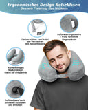 1 x RAW Customer Returns Travel pillow neck pillow Inflatable Neck Pillow for Airplane Adult Neck Pillow - Fast Inflatable Pillow with Headrest, Hat, Luxury Bag, Sleep Mask Ear Plugs Grey  - RRP €25.99