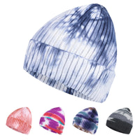 1 x Brand New Knitted Hat for Men and Women Tie-Dye Hat Warm Hat Multicolor Creative Outdoor Hat Soft and Durable Hat Fashion Accessories for Autumn and Winter White  - RRP €24.0