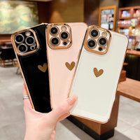 1 x RAW Customer Returns Ownest Compatible with iPhone 14 Pro Case Heart Pattern Camera Protection Case Covers Pattern Electroplating Golden Love Heart Cell Phone Case Women Girls Shockproof Protective Case- Black - RRP €21.6