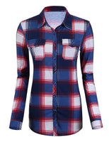 1 x Brand New Women s Checked Blouses Long Sleeve Shirt Checked Blouse Plaid Shirt XXL, 2  - RRP €24.86