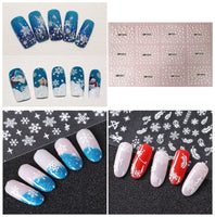 1 x Brand New Frcolor 3D Nail Stickers Christmas Snowflake Nail Art Decals Nail Art Slices Glitter DIY Decorations 12 Sheets - RRP €6.04