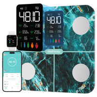 1 x RAW Customer Returns Body Fat Scale, Scale for People with Body Fat and Muscle Mass, 15 Body Data with Body Fat Analysis, Smart Scale with App, Large Display, Green - RRP €60.99