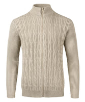 1 x Brand New Yukirtiq Men s Warm Winter Cardigan Jacket with Zip Sweat Jacket Cardigan Long Sleeve Cardigan Chunky Knit Sweat Jacket without Pockets, Beige, XL - RRP €26.99