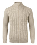 1 x Brand New Yukirtiq Men s Warm Winter Cardigan Jacket with Zip Sweat Jacket Cardigan Long Sleeve Cardigan Chunky Knit Sweat Jacket without Pockets, Beige, XL - RRP €26.99