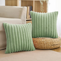 1 x Brand New MIULEE Plush Velvet Cushion Cover Pillowcases Faux Fur Soft Modern Sofa Cushions Throw Pillows Smooth Zipper Washable Decorative Cushion Cover for Living Room Bedroom Sofa Set of 2 45 x 45 cm Light Green - RRP €18.14