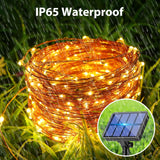 1 x RAW Customer Returns Peasur 3 Pieces Solar Fairy Lights Outdoor, 3x12M 120 LED Solar Fairy Lights Outdoor Weatherproof, 8 Modes IP65 Waterproof Copper Wire Fairy Lights Outdoor for Balcony Garden Party Wedding Decoration, Warm White - RRP €19.99