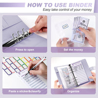 1 x RAW Customer Returns Budget Planner Budget Binder A6, Budget Planner Money Organizer with Soft Pocket, TAOPE Budget Binder Notebook Cash Stuffing, 6 Holes Budget Planner, Household Book with Money Compartments Butterfly Purple - RRP €10.59