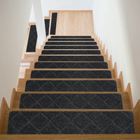 1 x Brand New sourcing map 15Pack Non-Slip Stair Treads 8 x30 Non-Slip Indoor Runner Carpet Mat for Indoor Wooden Stairs Dark Gray - RRP €66.99