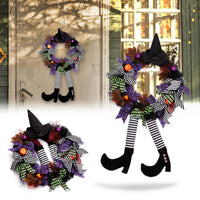 1 x RAW Customer Returns YUET Halloween wreath, Halloween decoration garden witch, 2023 witch legs, decoration wreath for front door, witch wreath for hanging, welcome wreath, Halloween decorations, witch wreath decorative - RRP €16.49