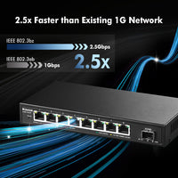 1 x RAW Customer Returns MokerLink 8 Port 2.5G Manged Ethernet Switch with 10G SFP, 8 Port 2.5G Base-T Compatible with 10 100 1000Mbps, Metal Web Managed Fanless Network Switch - RRP €109.99