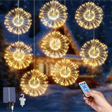 1 x RAW Customer Returns Solar String Garden Lights, 8Pack Hanging Solar Firework Lights 800 LEDs 8 Modes Fairy Lights Outdoor Starburst Waterproof Copper Wire Lights with Remote Control for Home Xmas Outdoor Decorations - RRP €28.33