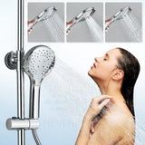 1 x RAW Customer Returns Hevenaov shower system shower set shower rod stainless steel square head shower 30x30cm, hand shower with 3 jet types, shower fitting shelf chrome, easy installation - RRP €61.2