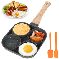 1 x RAW Customer Returns Mineup fried egg pan, 18cm pancake pan 4 holes, fried egg burger pan, eye pan with handle, non-stick aluminum pan, for induction gas stove, for pancakes fried eggs hamburgers - RRP €18.68