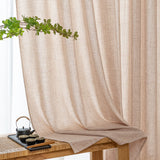 1 x RAW Customer Returns MIULEE living room curtains linen eyelet curtain linen look curtain boho curtain with eyelets semi-transparent linen curtain curtains set of 2 HxW 225x140 cm, beige-pink - RRP €31.25