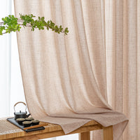 1 x RAW Customer Returns MIULEE living room curtains linen eyelet curtain linen look curtain boho curtain with eyelets semi-transparent linen curtain curtains set of 2 HxW 215 x 140 cm, beige-pink - RRP €32.26