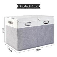 2 x RAW Customer Returns Febzoce Storage Boxes with Lids, Extra Large Storage Baskets for Shelves, Foldable Fabric Storage Baskets Organizer for Home and Office, Light Gray and White, 55 x 32 x 36 cm, 1 Pack - RRP €34.28