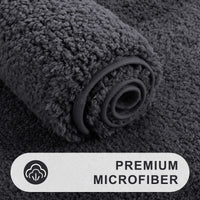 1 x RAW Customer Returns Homaxy bathroom rug set 2 pieces bath mat non-slip washable soft deep pile bath rug fluffy microfiber bath mat set 41 x 61 cm 51 x 76 cm, dark grey - RRP €36.29