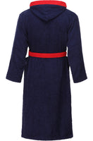 1 x RAW Customer Returns Ladeheid men s terry cloth bathrobe made of 100 cotton LA40-190 dark blue-29 red-26, XL  - RRP €43.67