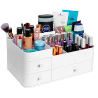 1 x RAW Customer Returns Winter Shore White Cosmetic Organizer - Makeup Organizer for Nail Polish, Cosmetics Skin Care Products - Bathroom Organizer with Compartments and 3 Drawers for Makeup, Perfume, Brushes Accessories - RRP €19.74