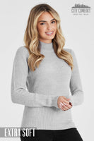 1 x Brand New CityComfort women s sweater with stand-up collar, knitted women s sweater M, gray melange  - RRP €17.53