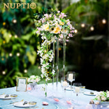 1 x RAW Customer Returns Nuptio Wedding Centerpieces Vase 10 Pieces 80cm Tall Acrylic Flower Vase Floor Column Support Floral Arrangement Geometric Rectangular Display Shelf for Wedding Party Decoration - RRP €249.98