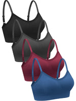 1 x RAW Customer Returns Geyoga Pack of 4 V Wireless Sports Bra XX-Large, Black, Dark Grey, Dark Red, Blue  - RRP €30.99