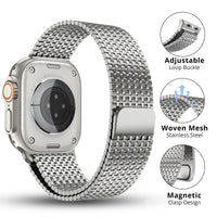 1 x RAW Customer Returns LULULOOK Milanese Strap Compatible with Apple Watch Strap 49mm 45mm 44mm 42mm, Premium Magnetic Stainless Steel Metal Mesh Bracelet for iWatch Ultra Series 9 8 7 6 SE 5 4 3 2 1 Men Women - RRP €26.94