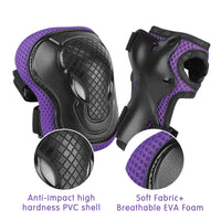 1 x RAW Customer Returns WayEee knee pads for children with helmet, protective set for children 3-10 years, knee pads for inline skates, children s protective equipment for inline skates, skateboards, bicycles, roller skates purple  - RRP €30.73