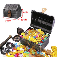 1 x RAW Customer Returns JOYUE Treasure Chest Pirates Toy, 50 Pieces Gold Coins and 50 Pieces Pirate Gems, for Treasure Hunt Children Birthday, Halloween, Party Decoration - RRP €20.4