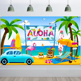 14 x Brand New HOWAF Aloha Background Banner for Hawaiian Party Decoration, Large Fabric Wall Garden Outdoor Banner for Tropical Summer Party Decoration, Photo Booth Background Banner for Beach Luau Tiki Party Decoration, 185 110cm - RRP €180.46