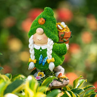 1 x RAW Customer Returns TERESA S COLLECTIONS garden gnomes garden decoration for outdoors, 20 cm weatherproof figure with solar light, flower picking garden figures outside made of synthetic resin,  mother daughter gift - RRP €29.99