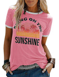 1 x RAW Customer Returns Dresswel Women s Bring On The Sunshine Short Sleeve Crew Neck Rainbow T-Shirt Summer Top 2-Pink M - RRP €24.0