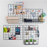 1 x RAW Customer Returns ODOXIA 2-pack wall grid with accessories Includes hanging basket, hanging shelf hook frame Grid pin board Hanging decoration for home, office kitchen Photo wall Metal black - RRP €29.99