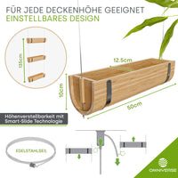 2 x Brand New Omniverse bamboo raised bed unique design flexible height adjustable inside and outside herb bed flower box sustainable certified ceiling mounting or wall mounting space-saving - RRP €161.24