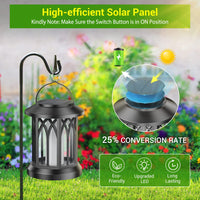 1 x RAW Customer Returns Garden Solar Lamps for Outdoor Hanging, GEARLITE 2 Pieces Solar Lanterns for Outdoors with Realistic Flame Effects, IP65 Waterproof Solar Lights Garden Decoration with Clips for Outdoor Yard Halloween Balcony - RRP €29.5