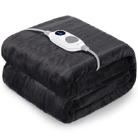 1 x RAW Customer Returns Warmrest electric blanket with automatic switch-off flannel electric heating blanket, 6 temperature levels and overheating protection, washable heating blanket, cozy blanket for bed, grey - RRP €61.99