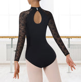 1 x RAW Customer Returns Mulnall Women s Ballet Stand-up Collar with High Neck Lace Backless Ballet Adult Leotard Women s Ballet Clothing 7029-06-XL  - RRP €24.19