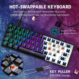 1 x RAW Customer Returns RK ROYAL KLUDGE RK61 Mechanical Keyboard 2.4GHz Wireless Bluetooth Wired 60 Gaming Keyboard RGB Lighting Hot-Swappable Blue Switch, Compatible for Win Mac, Black QWERTZ  - RRP €76.99