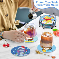 12 x Brand New NAIMOER 8 Pieces Christmas Diamond Painting Coasters with Holder, Cartoon Coasters, Coffee Diamond Painting Coasters for Adults Children, Drinks Coasters, 5D Diamond Coasters - RRP €174.36