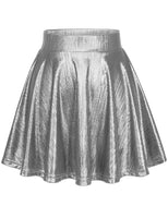 1 x RAW Customer Returns DRESSTELLS Women s Glitter Sequin Skirt Mini Skater Skirts Versatile A-Line Basic Stretchy Mini Skirt Slilver XL - RRP €17.94