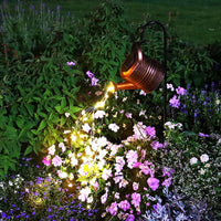 1 x RAW Customer Returns lifemet Solar Watering Can Lamp Garden Decoration-Waterproof Copper Outdoor Sculpture Jewelry Star LED Fairy Art Decoration Waterfall Light Hanging Garden with Bracket  - RRP €25.99