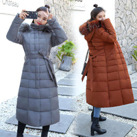 1 x RAW Customer Returns aromm Women s Winter Coat Maxi Length Warm Quilted Coat Gray with Faux Fur Hood, M - RRP €55.45