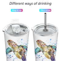 1 x RAW Customer Returns THILY Stainless Steel Vacuum Insulated Tumbler Travel Mug, 26oz Coffee Cup with 2 Lids and Straws, Splashproof, Keeps Iced Drinks Cold, Sea Turtle - RRP €22.18