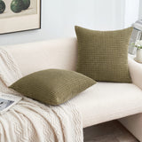 1 x Brand New MIULEE Corn Stripe Cushion Cover Soft Decorative Pillowcases Corduroy Polyester Granule Cushions for Room Sofa Chair Bed Living Room Bedroom 40x40cm 2 Pieces Olive Green - RRP €20.4