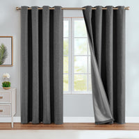 1 x Brand New TOPICK Curtain Opaque with Eyelets Blackout Curtain Lightproof Thermal Curtain Structured Curtains Plain Color for Living Room Bedroom 2 Pieces Dark Gray 130 x 145 cm - RRP €36.29