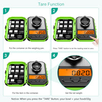 1 x RAW Customer Returns ORIA Precision Scale 50g 0.001g, Precision Milligram Digital Scale, Mini Scale Portable Jewelry Scale, LCD Display, Tare Function, 10g x 2 pcs Calibration Weights Tweezers - Green - RRP €18.14