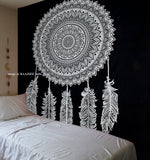 8 x Brand New Black White Tapestry Mandala Dream Catcher Elephant Boho Wall Cloth Hippie Multicolored Wall Hanging Mandala Blanket Cloth Large Indian Cotton Bohemian Wall Cloths Mandala Christmas Gift 84x94 inch - RRP €163.2