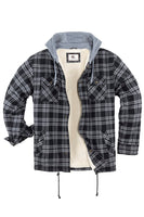 1 x Brand New Coevals Club Men s Flannel Jacket Shirt Sherpa Lumberjack Shirt Flannel Shirt Long Sleeve Checked Press Studs Cotton Winter Shirt Hood Black Grey 9 M  - RRP €49.99