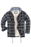 1 x RAW Customer Returns Coevals Club Men s Flannel Jacket Shirt Sherpa Lumberjack Shirt Flannel Shirt Long Sleeve Checkered Snap Buttons Cotton Winter Shirt Hood Black Gray 9 L  - RRP €50.41